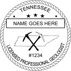 Tennessee Professional Geologist Seal traditional rubber stamp to state laws. For Professional Architect and Engineer stamps.
