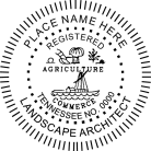 Tennessee Landscape Architect Seal traditional rubber stamp to state laws. For Professional Architect and Engineer stamps.