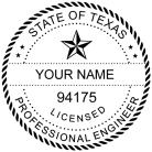 Texas Engineer Seal traditional rubber stamp conforms to state laws. Great for Professional Architect and Engineer stamps.