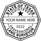 Order here today at Salt Lake Stamp. Texas Land Surveyor Seal stamp conforms to state  laws.