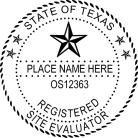 Order here today at Salt Lake Stamp.Texas Site Evaluator Seal self inking Trodat stamp conforms to state laws. High quality product