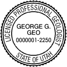 Utah Professional Geologist Seal Stamp  Traditional Rubber Stamp conforms to Utah  laws. For Professional Architect and Engineer stamps.
