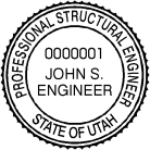 Utah Professional  Structural Engineer Stamp Seal X-Stamper pre-inking stamp conforms to Utah  laws. For Professional Architect and Engineer stamps.