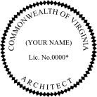 Virginia Architect Seal traditional rubber stamp to state laws. For Professional Architect and Engineer stamps.