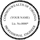 Virginia Professional Engineer Seal traditional rubber stamp to state laws. For Professional Architect and Engineer stamps.