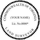 Virginia Land Surveyor Seal traditional rubber stamp to state laws. For Professional Architect and Engineer stamps.