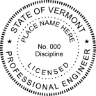 Vermont Professional Engineer Seal  pre-inked MaxLight conforms to state  laws. For Professional Architect and Engineer stamps.