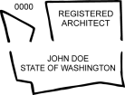 Washington Registered Architect Seal self inking Trodat  stamp conforms  Great for Professional Architect and Engineer stamps. High Quality Stamps.