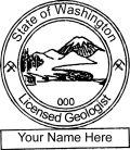Washington Licensed Geologist Seal Traditional rubber stamp  conforms to Washington laws. For Professional Architect and Engineer stamps. High Quality.