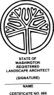 Washington Registered Landscape Architect Seal Traditional rubber stamp.  For Professional Architect and Engineer stamps. High Quality.