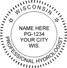 Wisconsin Professional Hydrologist Seal self  inking Trodat  stamp conforms  guaranteed to last.