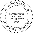 Wisconsin Landscape Architect Seal  pre inked  Xstamper stamp. X-Stamper the highest quality product.