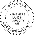 Wisconsin Landscape Architect Seal self  inking Trodat stamp.  Trodat is a high quality product guaranteed to last.