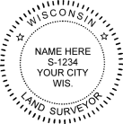 Wisconsin Land Surveyor Seal pre inked  Xstamper stamp. Xstamper the highest quality product.
