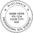 Wisconsin Professional Soil Scientist Seal pre inked  Xstamper stamp. Xstamper the highest quality product.