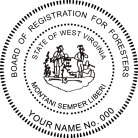 West Virginia Licensed Forester Seal traditional rubber stamp to state laws. For Professional Architect and Engineer stamps.