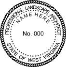 West Virginia Professional Landscape Architect Seal pre-inked Xstamper conforms to state  laws. For Professional Architect and Engineer stamps.