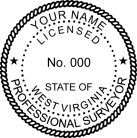 West Virginia Licensed Land Surveyor Seal pre-inked Xstamper conforms to state  laws. For Professional Architect and Engineer stamps.