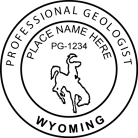 Wyoming Professional Geologist Stamp Seal pre-inked Xstamper stamp conforms to Wyoming  laws.